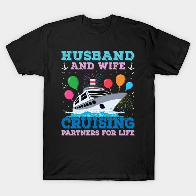 Husband And Wife Cruising Partner For Life Birthday Cruise 2023 T-Shirt by Sowrav